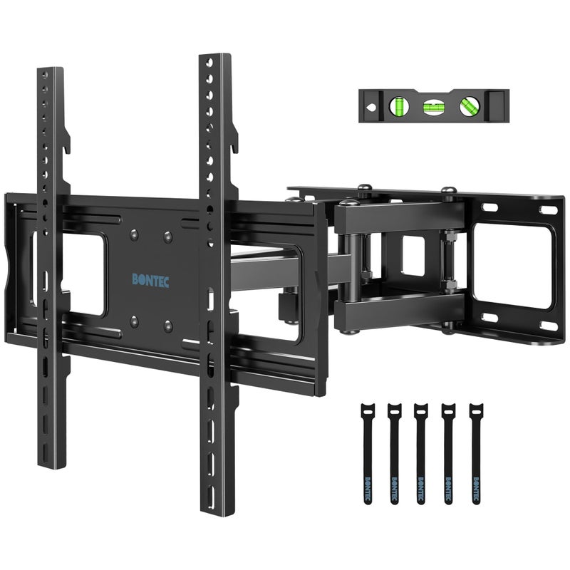 BONTEC Full Motion TV Wall Mount for 23-70 Inch TVs, Hold up to 99 lbs, Max VESA 400x400mm, Swivel Tilt Dual Arms, Adjustable Viewing Angle, Fits 16" Wood Studs, Easy Assembly - Image 1